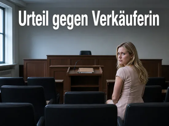 Frau in einem leeren Gerichtssaal: Urteil gegen eine Verkaeuferin wegen Missbrauchs