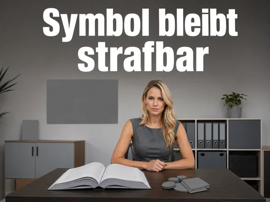 Aufgeschlagenes Gesetzbuch neben leeren Anstecknadeln und Aufklebern
