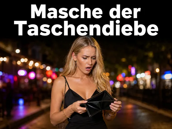 Frau mit leerer Geldboerse nachts in einer Ausgehstrasse: neue Masche von Taschendiebinnen in der Innenstadt