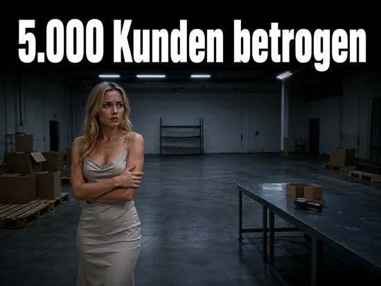 Frau in einer leeren Lagerhalle eines Online-Haendlers: 5.000 Kunden beim Monitor-Kauf betrogen