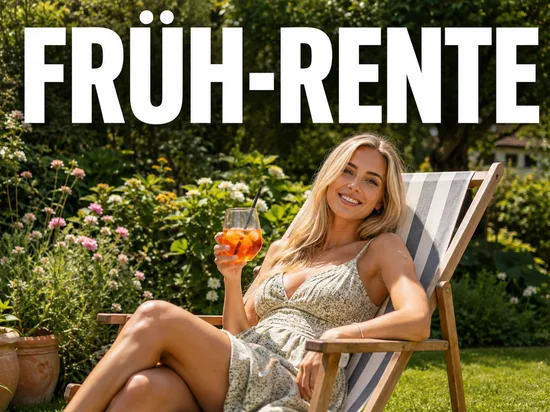 Blonde Frau geniesst den Ruhestand im Garten, Symbolbild vorzeitige Rente
