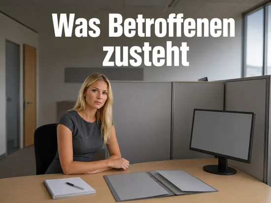 Beratungstisch in einem Jobcenter mit Notizblock, Ordner und Monitor