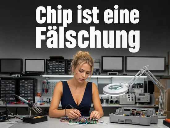 Platine mit Loetkolben auf einer Werkbank neben einer geoeffneten Spielkonsole