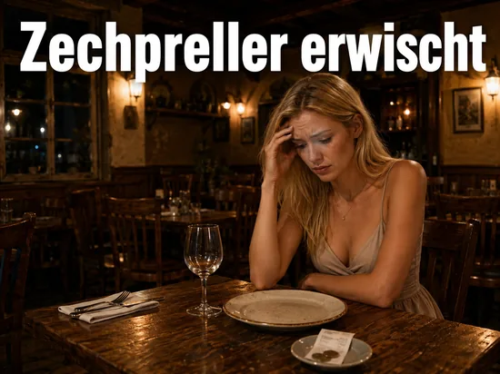 Frau in einer leeren Gaststube vor unbezahlter Rechnung: Zechpreller mit altem Trick erwischt