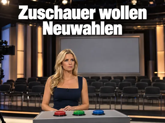 Frau an einem Studiopult mit bunten Abstimmungsknoepfen